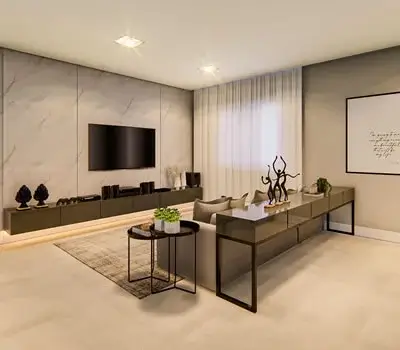 Sala de TV planejada pequena jayarquiteta