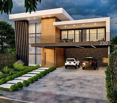 Fachada moderna grande vegetação planta